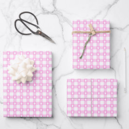 Pink Gingham mit Paw Prints Wrapping Paper Geschenkpapier Set