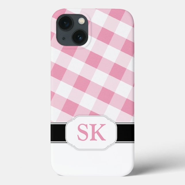 Pink Gingham Monogram Case-Mate iPad 2/3/4 iPhone Hülle (Rückseite)