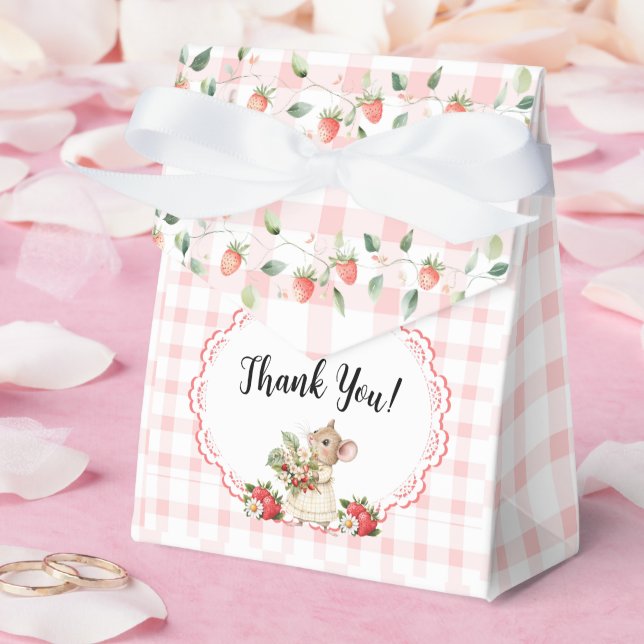 Pink Gingham Mouse Baby Duwer-Fevor Box Geschenkschachtel (Hochzeit)
