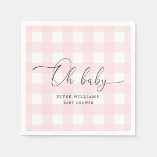 Pink Gingham Oh Baby Paper Napkin Serviette