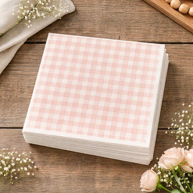 Pink Gingham Paper Napkins Serviette (Von Creator hochgeladen)