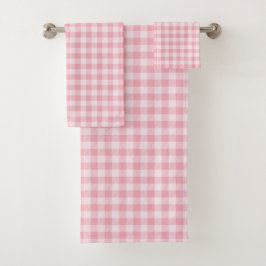 Pink Gingham Pattern Girly Check Plaid Checkered Badhandtuch Set