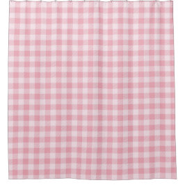 Pink Gingham Pattern Girly Check Plaid Checkered Duschvorhang