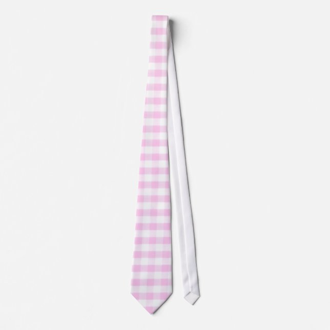 Pink Gingham Pattern Krawatte (Vorderseite)