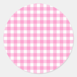 Pink Gingham Pattern Runder Aufkleber