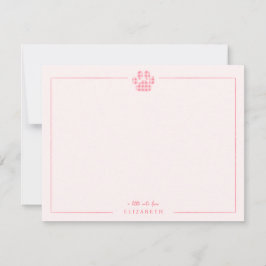 Pink Gingham Paw Print Baby Kinder Personalisiert Mitteilungskarte