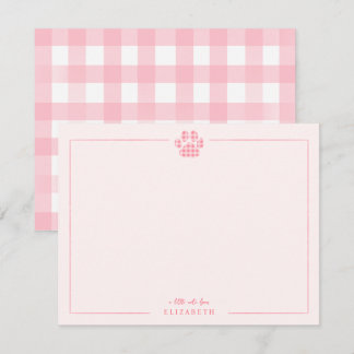Pink Gingham Paw Print Baby Kinder Personalisiert Mitteilungskarte