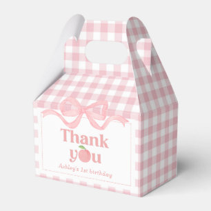 Pink Gingham Peach Erster Geburtstag Geschenkschachtel