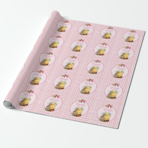 Pink Gingham Personalisiert Girls Geburtstag Geschenkpapier
