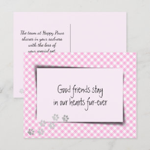 Pink Gingham Pet Loss aus der Tiermedizin Postkarte