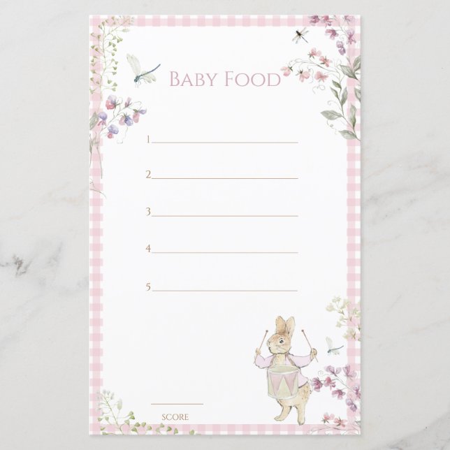 Pink Gingham Peter von Rabbit Guess Baby Food Game (Vorderseite)