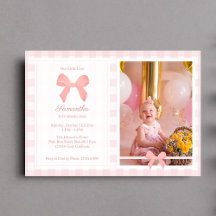 Pink Gingham Pink Bow Birthday Foto