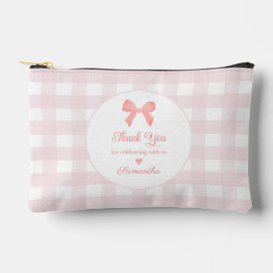 Pink Gingham Pink Bow Geburtstagsfavoriten Zubehörtasche