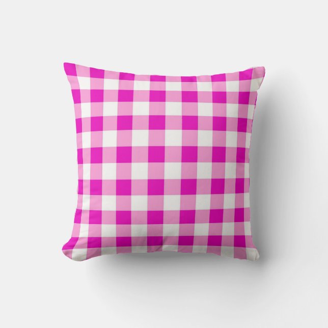 Pink Gingham Reversible Throw Kissen (Vorderseite)