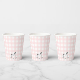 Pink Gingham Rocking Horcking Paper Cup Pappbecher