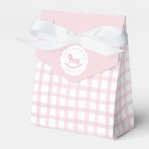 Pink Gingham Rocking Horse Baby Fevor Bag Geschenkschachtel