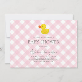 Pink Gingham Rubber Duckie Baby Shower Einladung