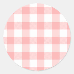 Pink Gingham Runder Aufkleber
