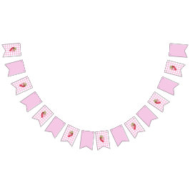 Pink Gingham Schachbrett Strawberry Birthday Wimpelkette