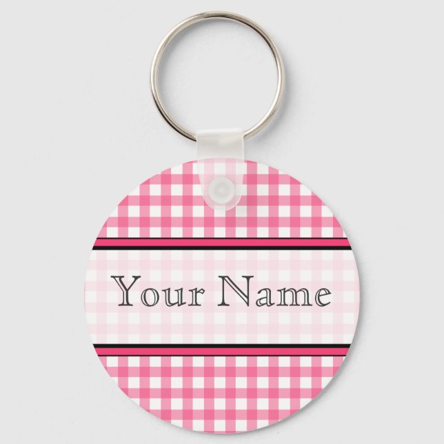 Pink Gingham Schlüsselanhänger (Vorderseite)