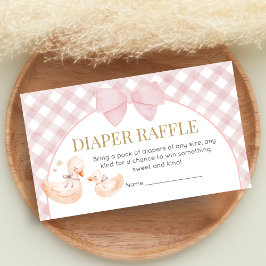 Pink Gingham Silly Goose Baby Shower Diaper Raffle Begleitkarte