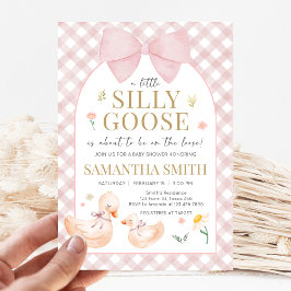 Pink Gingham Silly Goose Baby Shower Einladung