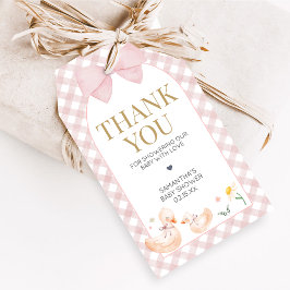 Pink Gingham Silly Goose Baby Shower Favor Tags Geschenkanhänger