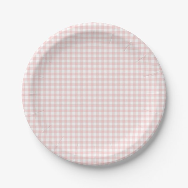 Pink Gingham Spring Birthday Party Pappteller (Vorderseite)