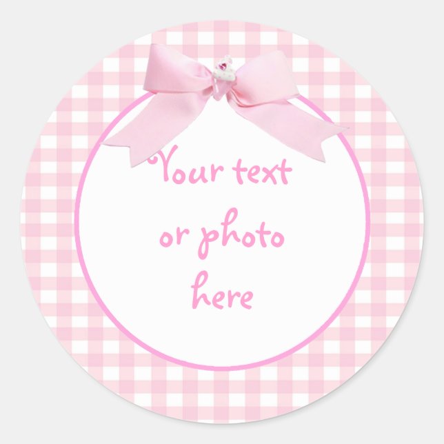 Pink Gingham Sticker (Vorderseite)