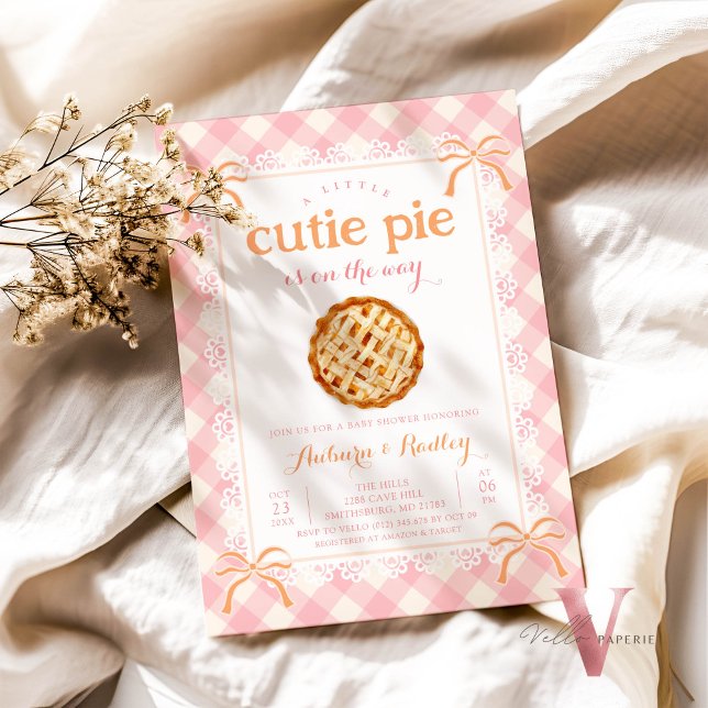 Pink Gingham Süsse Pie JA AGE Baby Dusche Einladung (Von Creator hochgeladen)