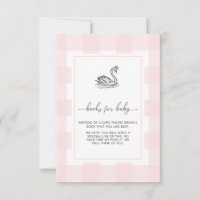 Pink Gingham Swan Books Request Insert Card
