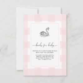 Pink Gingham Swan Books Request Insert Card Einladung