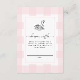 Pink Gingham Swan Diaper Raffle Ticket Umschließun Begleitkarte
