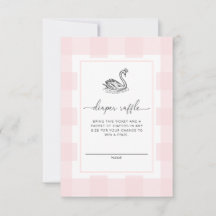 Pink Gingham Swan Diaper Raffle Ticket Umschließun