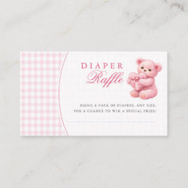 Pink Gingham Teddy Bear Neutral Baby Shower Begleitkarte
