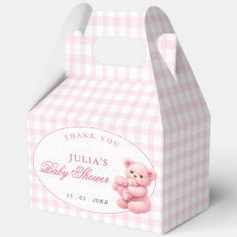 Pink Gingham Teddy Bear Neutral Baby Shower Geschenkschachtel