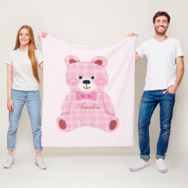 Pink Gingham Teddy Fleecedecke