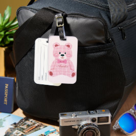 Pink Gingham Teddy Gepäckanhänger