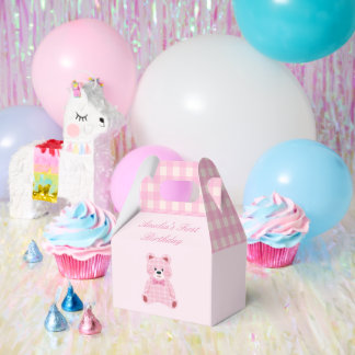 Pink Gingham Teddy Geschenkschachtel