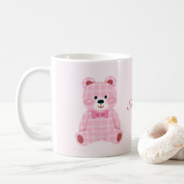 Pink Gingham Teddy Kaffeetasse