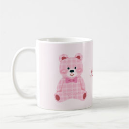 Pink Gingham Teddy Kaffeetasse