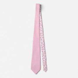 Pink Gingham Teddy Neck Tie Krawatte