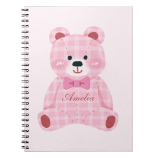 Pink Gingham Teddy Notizblock