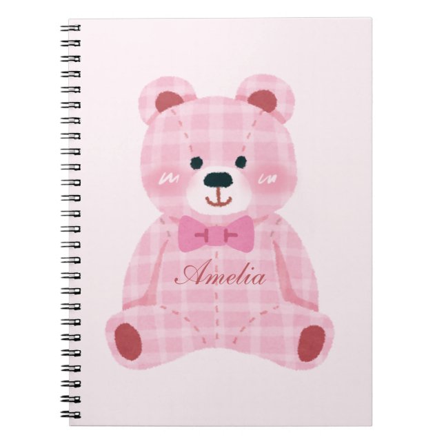 Pink Gingham Teddy Notizblock (Vorderseite)