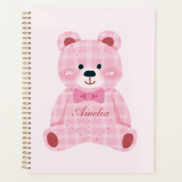 Pink Gingham Teddy Planer