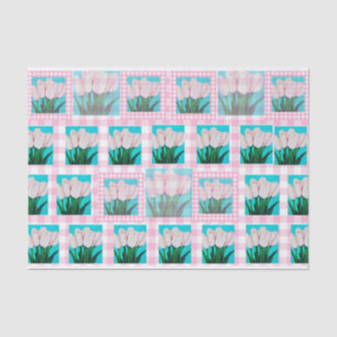Pink Gingham Tulip Tissue Paper Seidenpapier