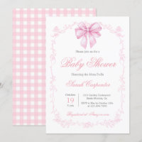 Pink Gingham und Bow Baby Shower Girl