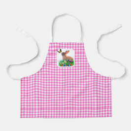 Pink Gingham und Osterbunny All-over Print Schürze