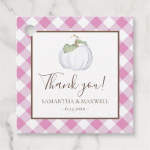 Pink Gingham und White Pumpkin Vielen Dank Geschenkanhänger