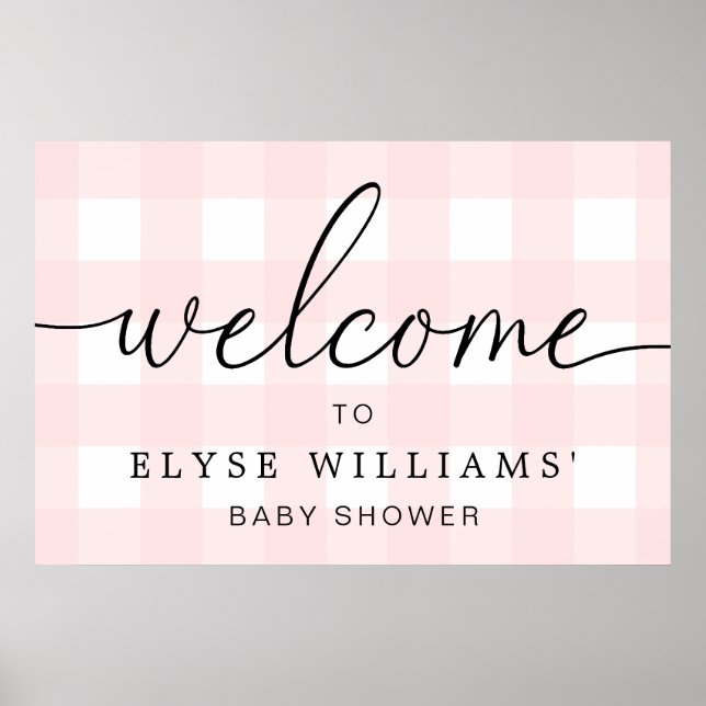 Pink Gingham Welcome Sign Poster (Vorne)